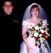 Brother Joe gives away his sister Michelle in marriage.